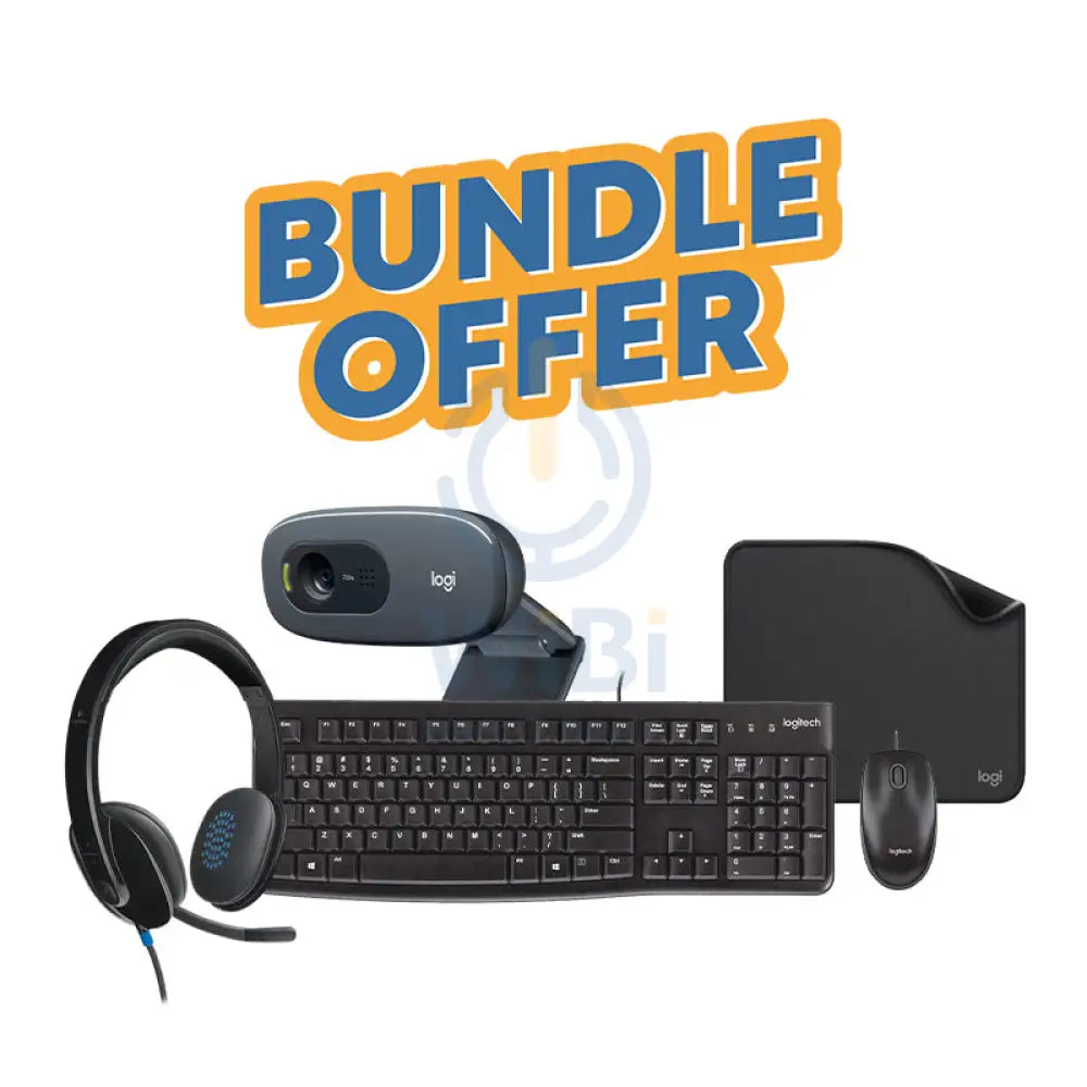 Logitech H540 USB Wired Headset + Logitech Mouse Pad Studio Series Graphite + Logitech C270 HD Webcam + Logitech MK120