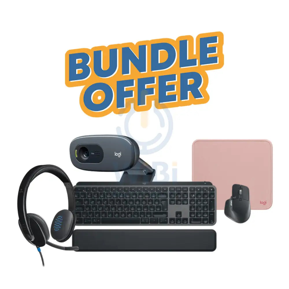 Logitech MX Keys S Keyboard Mouse Combo + Logitech C270 HD Webcam + Logitech Mouse Pad Studio Series Dark Pink