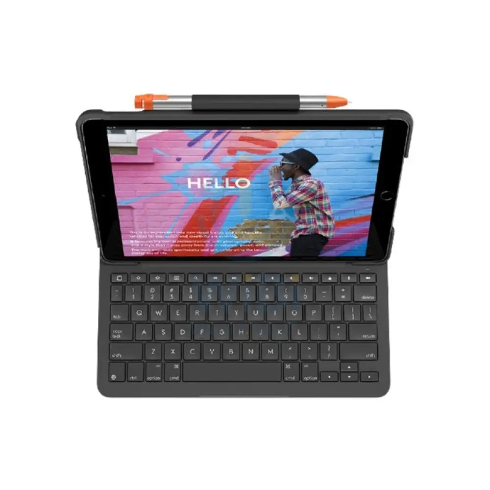 Logitech Slim Folio for iPad 7th Generation Arabic - Graphite Accessories > Mobiles & Tablets > Tablets > Keyboard &