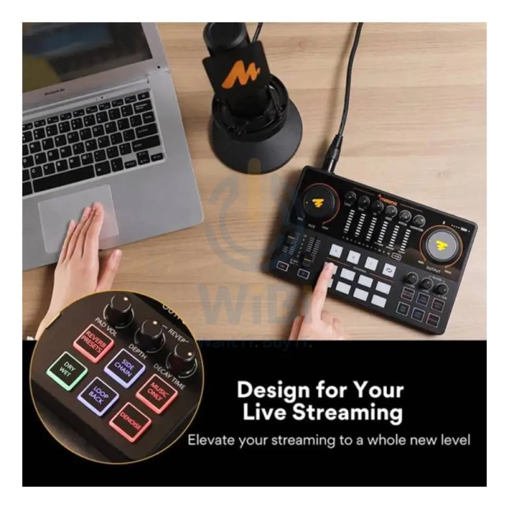 Maonocaster AME2A All-In-One Podcast Equipment Audio Interface Bundle with XLR Condenser Microphone - Black Accessories