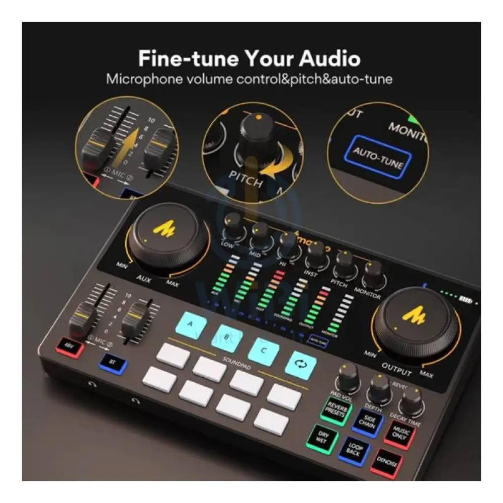 Maonocaster AME2A All-In-One Podcast Equipment Audio Interface Bundle with XLR Condenser Microphone - Black Accessories