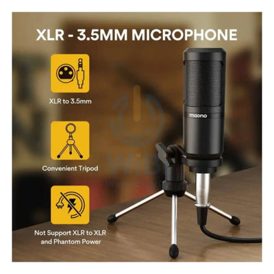 Maonocaster AU-AM200S1 Lite Portable All-In-One Podcast Production Studio With Microphone And Audio Interface - Black