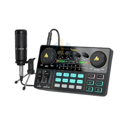 Maonocaster AU-AM200S1 Lite Portable All-In-One Podcast Production Studio With Microphone And Audio Interface - Black