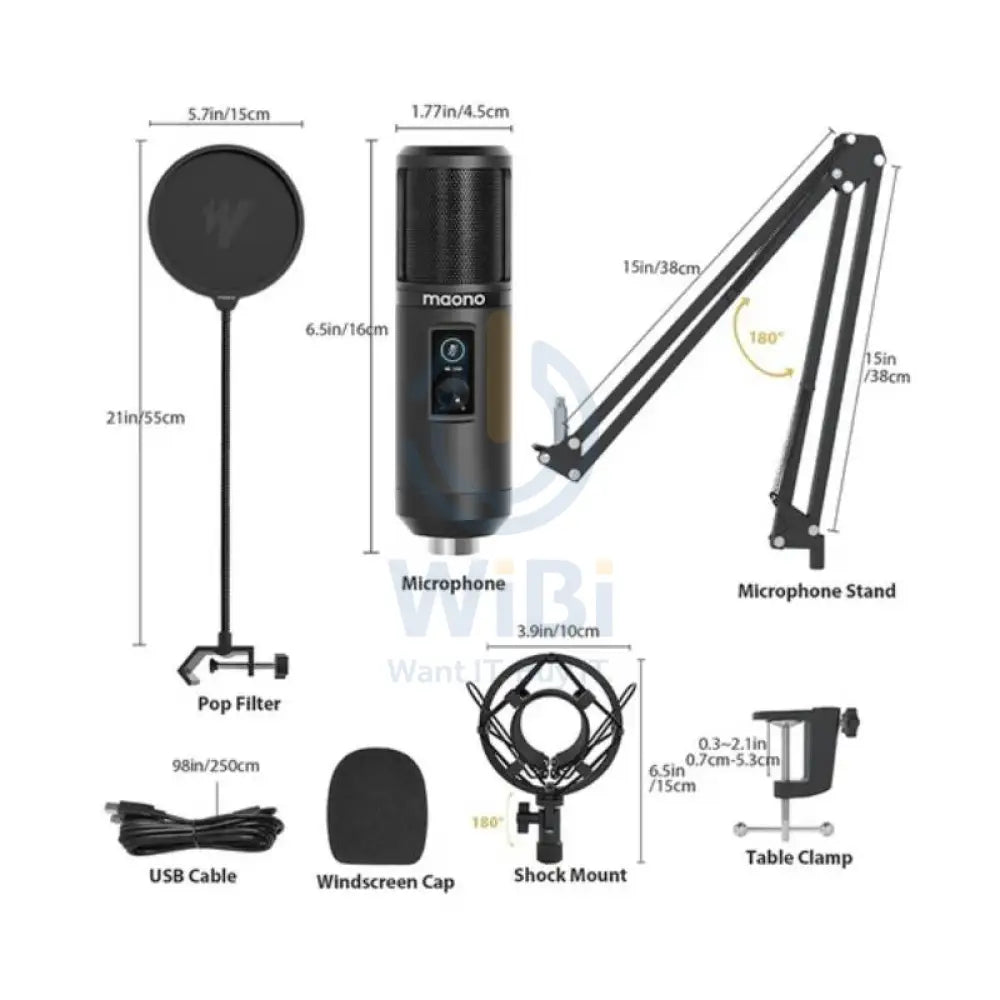 Maonocaster AU-PM421 USB Microphone Kit With One-Touch Mute - Black Accessories > Audio > Microphone