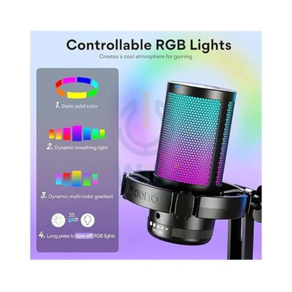 Maonocaster Gaming USB Microphone With Boom Arm for Streaming - Black Accessories > Audio > Microphone