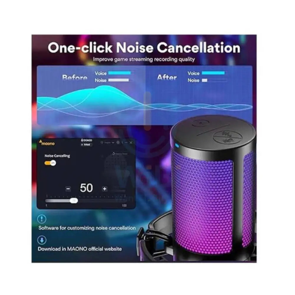 Maonocaster Gaming USB Microphone With Boom Arm for Streaming - Black Accessories > Audio > Microphone