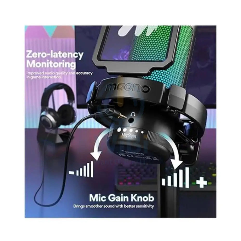Maonocaster Gaming USB Microphone With Boom Arm for Streaming - Black Accessories > Audio > Microphone