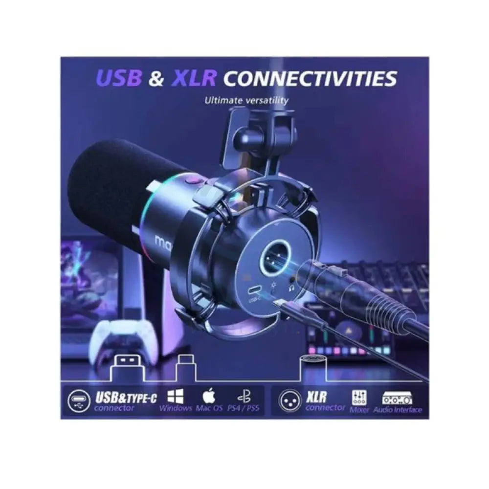 Maonocaster PD200XS USB/XLR Dynamic Microphone Set with Boom Arm - Black Accessories > Audio > Microphone