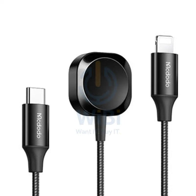 Mcdodo 2 in 1 Magnetic Apple Watch Wireless Charger - 29W / 1.5 Meter / Type-C / Lightning / Black Accessories > Power
