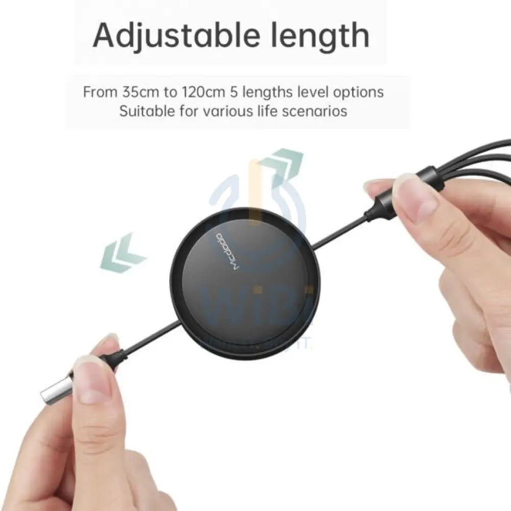 Mcdodo 3 in 1 Retractable Flat Cable Adjustable Length Universal – Black Accessories > Cables & Converters > Cables