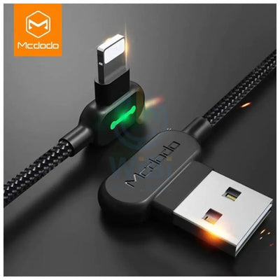 Mcdodo 90 Degree Light Cable Lightning Data Cable - 0.5 Meter / Lightning / Black