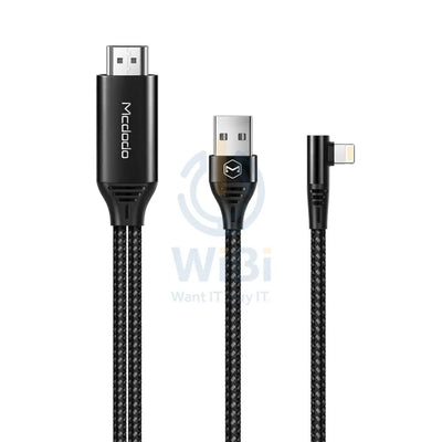 Mcdodo 90 Degree USB Lightning to HDMI 4K HD Adapter TV Cable 2 Meter for iPhone iPad Accessories > Cables & Converters