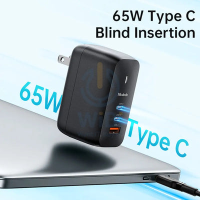 Mcdodo Convertible Reddot & If 65W GaN Dual Type-C + USB Fast Charger Accessories > Power Adapters