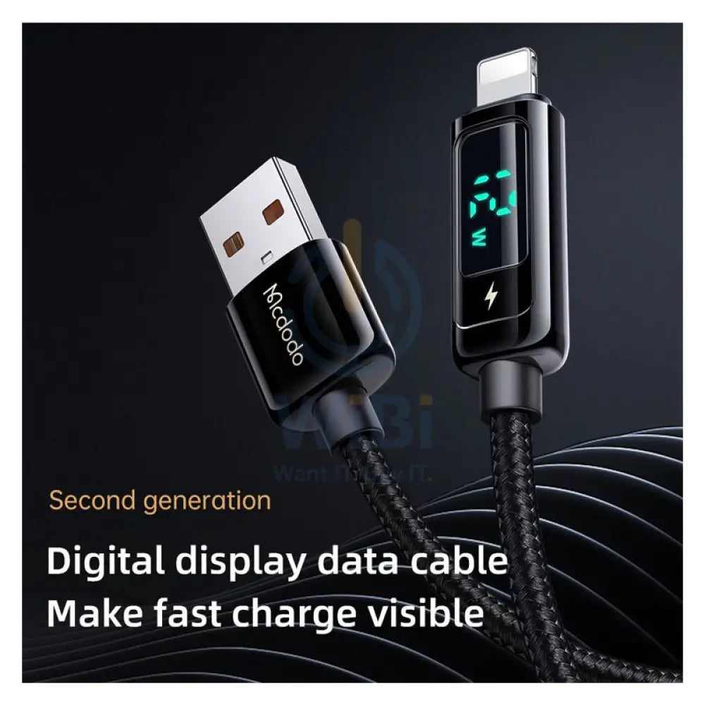 Mcdodo Digital Pro Fast Charge Data Cable - 1.2 Meters / Lightning / Black