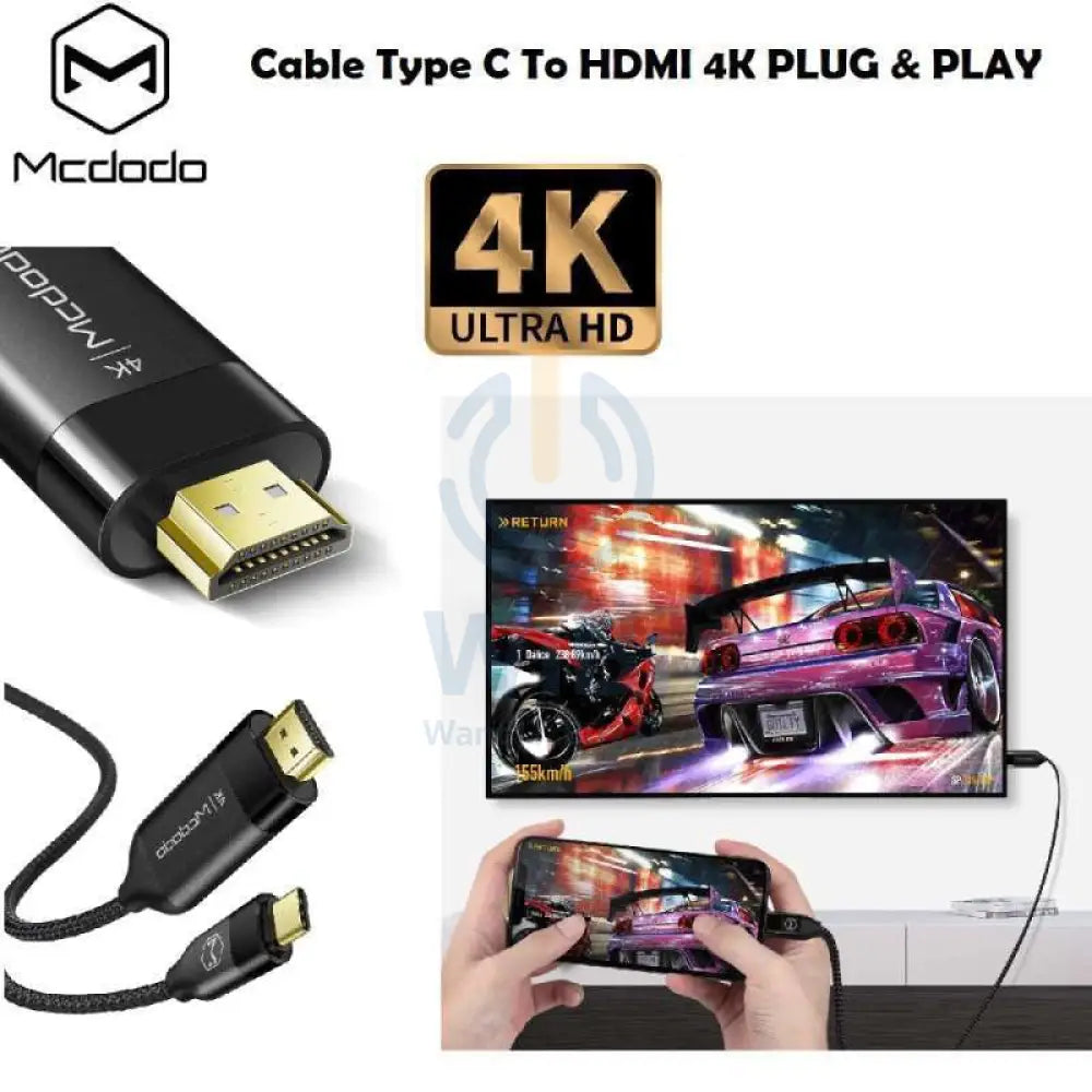 Mcdodo HDMI To Type-C Cable - 2M / Black Accessories > Cables & Converters > Cables