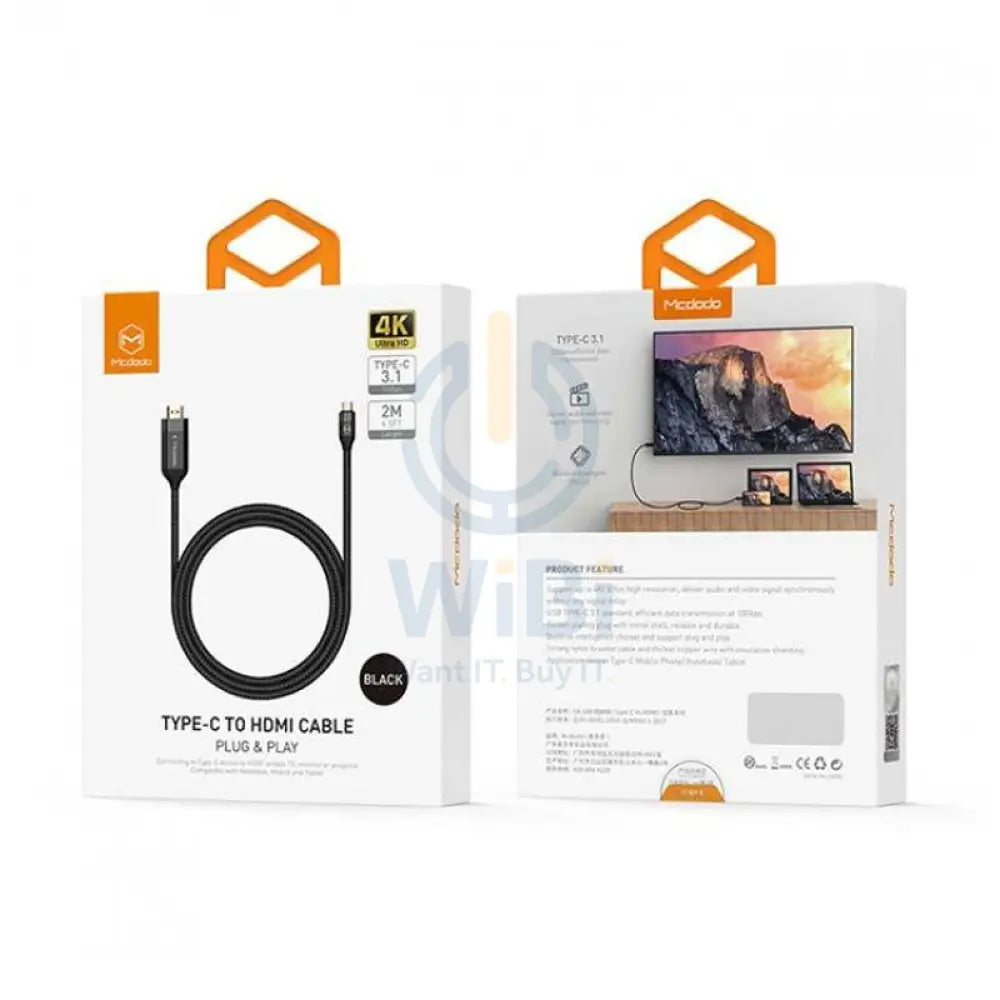 Mcdodo HDMI To Type-C Cable - 2M / Black Accessories > Cables & Converters > Cables