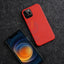 Melkco Back Snap Series Lai Chee Pattern Premium Leather Snap Cover Case - Apple iPhone 12 Pro Max / Red Accessories >