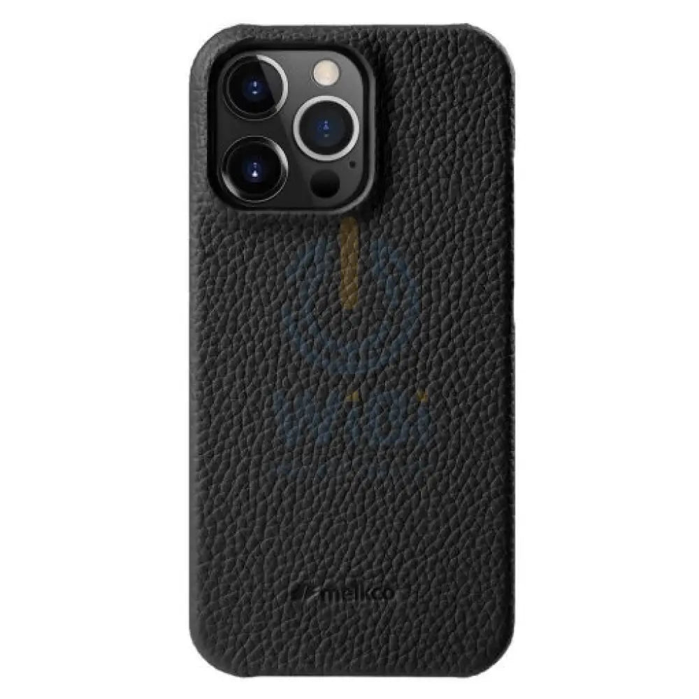 Melkco Back Snap Series Lai Chee Pattern Premium Leather Snap Cover Case - Apple iPhone 14 Pro Max / Black Accessories