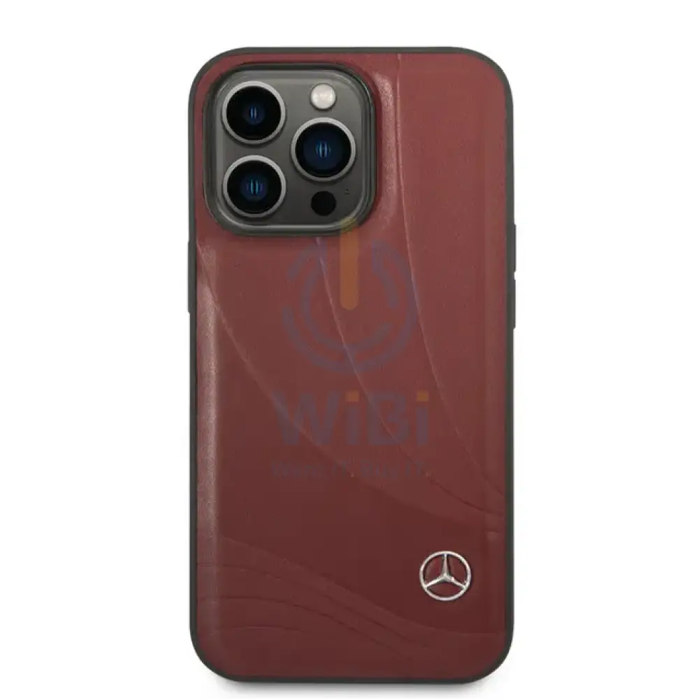 Mercedes-Benz iPhone 14 Pro Genuine Leather Case With New WaveIII Pattern - Red Accessories > Mobiles & Tablets >