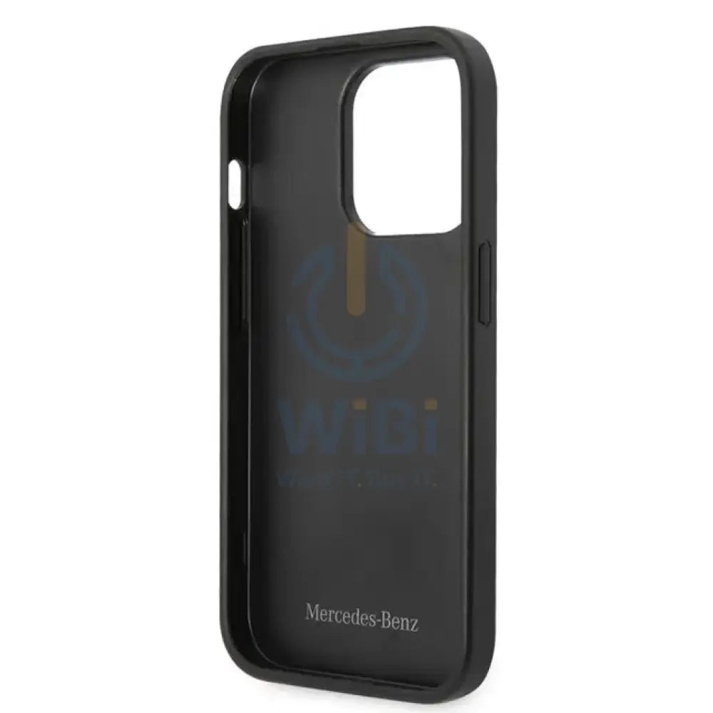Mercedes-Benz iPhone 14 Pro Genuine Leather Case With Star Pattern - Black Accessories > Mobiles & Tablets > Mobiles