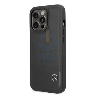 Mercedes-Benz iPhone 14 Pro Max Genuine Leather Case With New WaveIII pattern - Black Accessories > Mobiles & Tablets >
