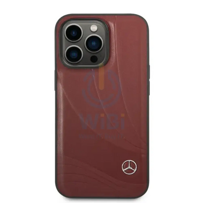 Mercedes-Benz iPhone 14 Pro Max Genuine Leather Case With New WaveIII Pattern - Red Accessories > Mobiles & Tablets >