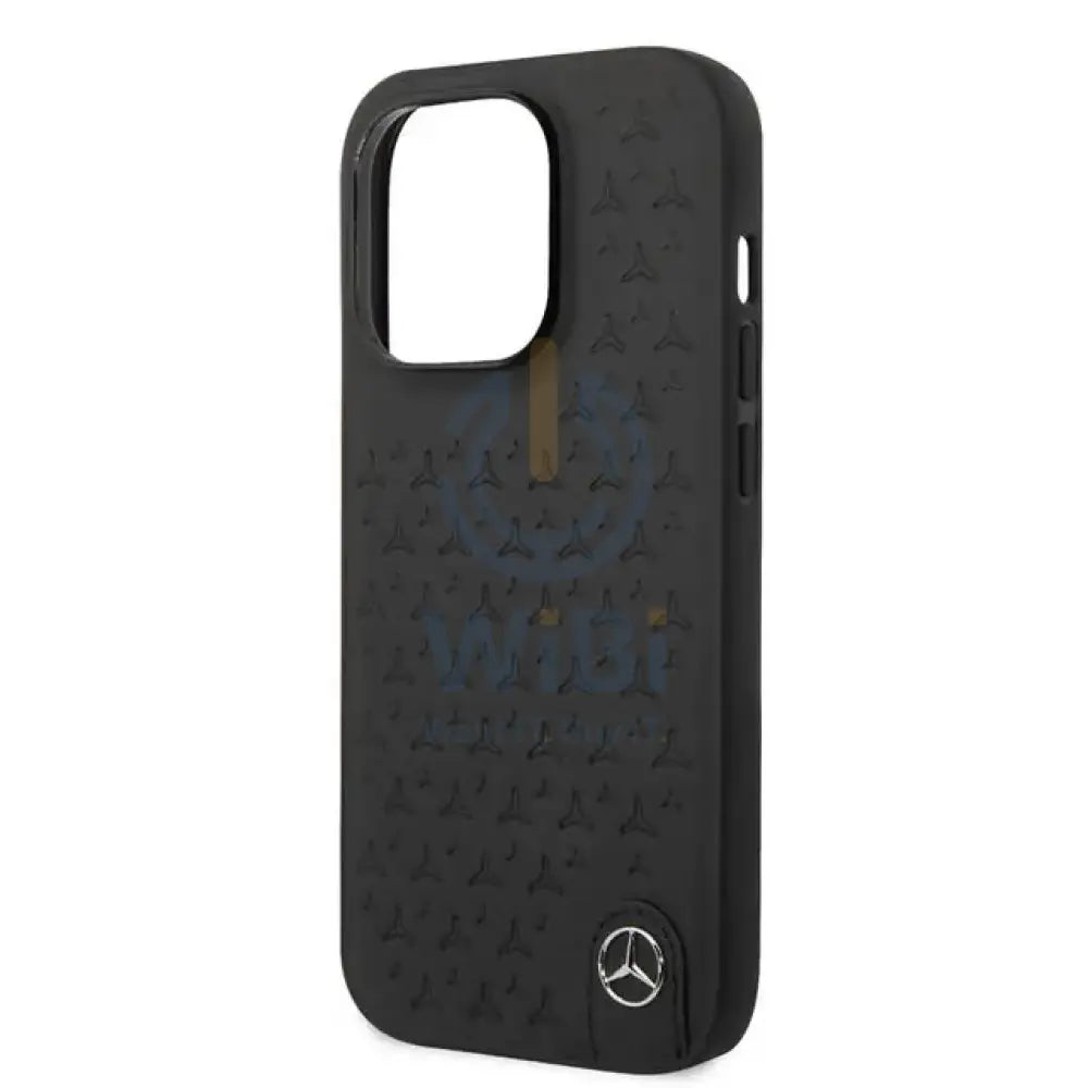 Mercedes-Benz iPhone 14 Pro Max Genuine Leather Case With Star Pattern - Black Accessories > Mobiles & Tablets > Mobiles