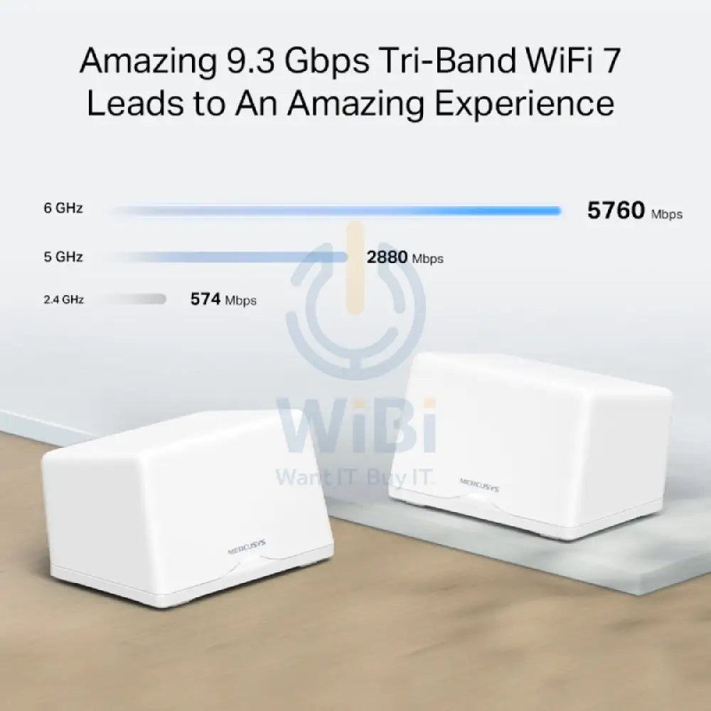 Mercusys (BE9300) Whole Home Mesh Wi-Fi 7 System - 6GHz(5760 Mbps) / WAN/LAN (2-Pack) Networking Products > Wireless