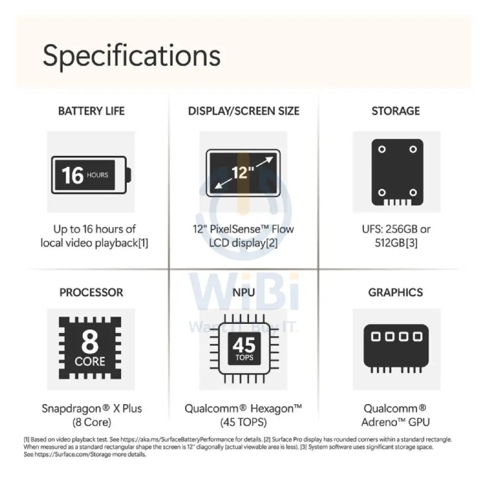 Microsoft Surface Pro 12 Copilot+ PC - 12.0’’ Touch / Snapdragon X Plus / 16GB / 256GB SSD / Win 11 Home / Business