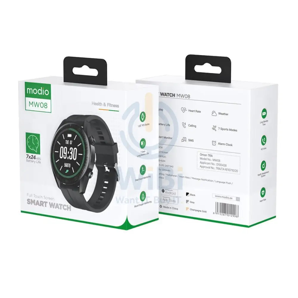 Modio MW08 SmartWatch - 1.28’’ / Bluetooth / Black Smart Watches