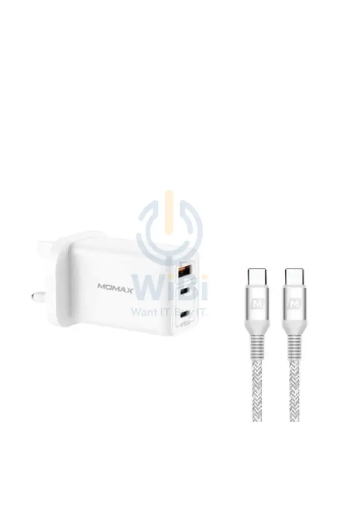 Momax Fast Pro Gan Charger Kit with Type-C Cable – White Accessories > Power Adapters