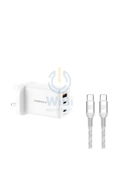 Momax Fast Pro Gan Charger Kit with Type-C Cable – White Accessories > Power Adapters