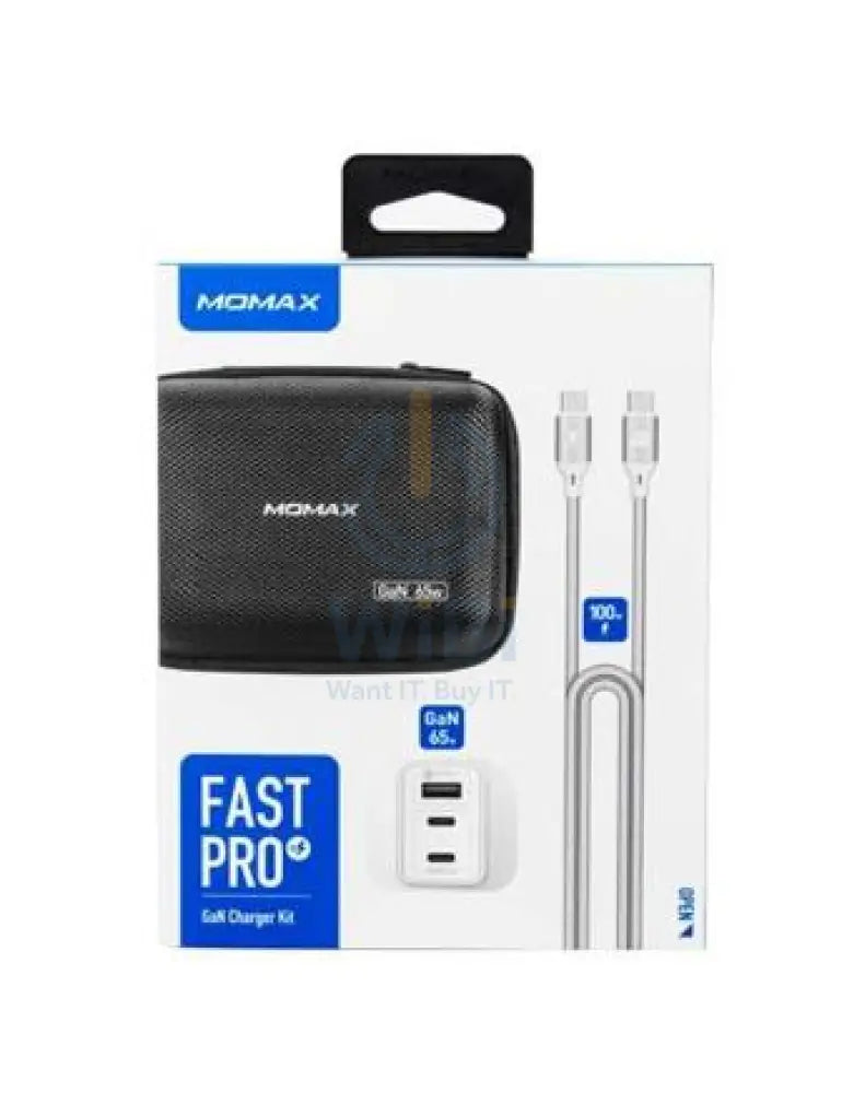 Momax Fast Pro Gan Charger Kit with Type-C Cable – White Accessories > Power Adapters