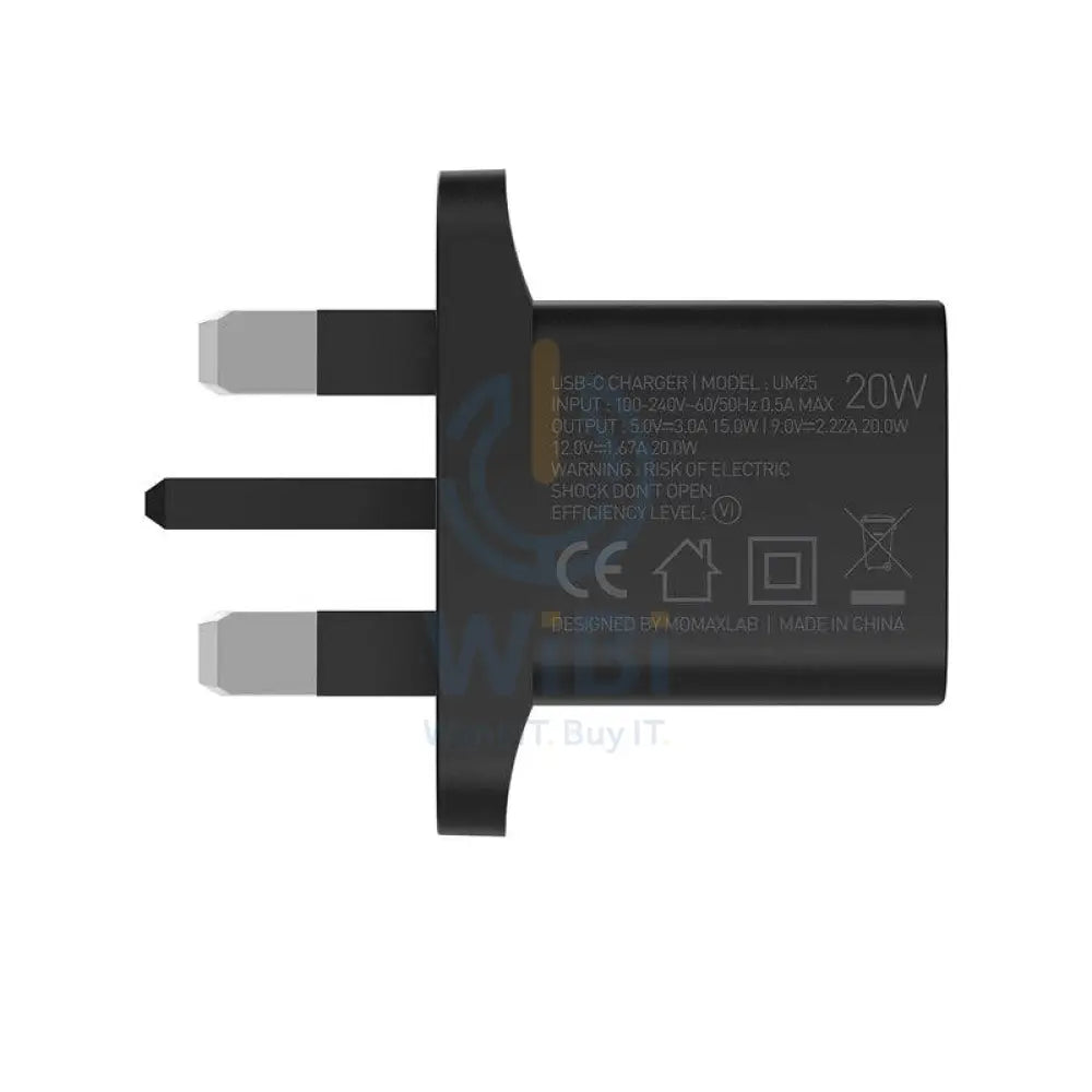 Momax One Plug 20W Mini USB-C Charger - 20W / USB-C / Black