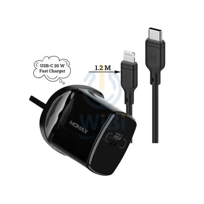 Momax USB-C PD Pack – Fast Charger + Lightning to USB-C Cable - 20W / 1.2m / Black Accessories > Power Adapters