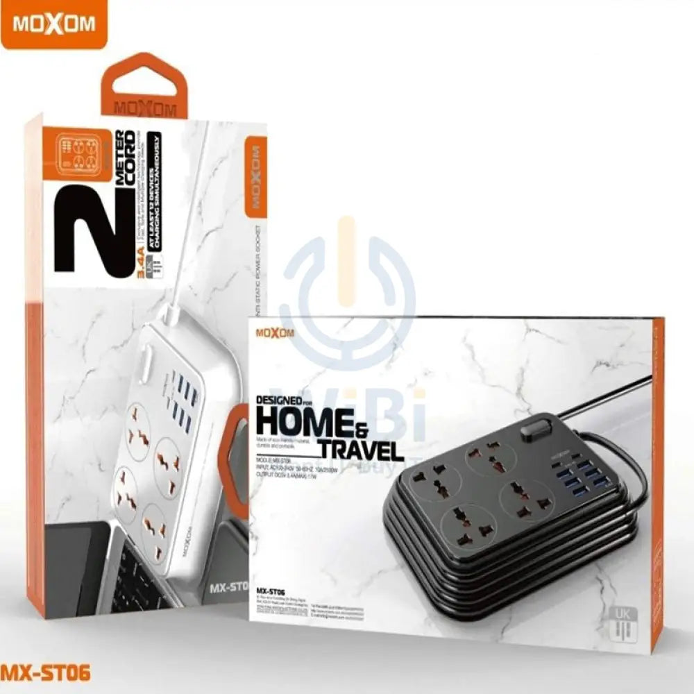 MOXOM 4 Anti-Static Power Socket - 4 Socket / USB-C / Black - Pack of 2 Accessories > Power > Power Protection > Surge