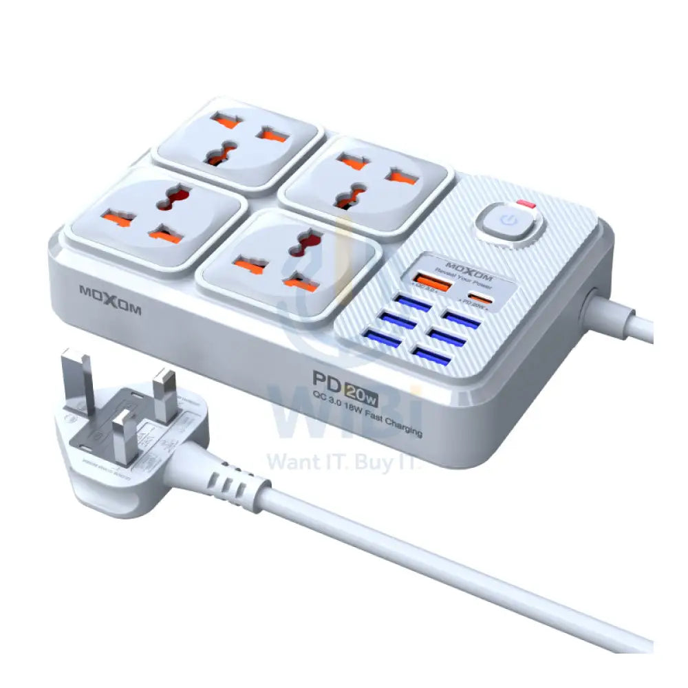 MOXOM MX-ST15 Power Socket - 4 Socket / USB-C / White Accessories > Power > Power Protection > Surge Protector