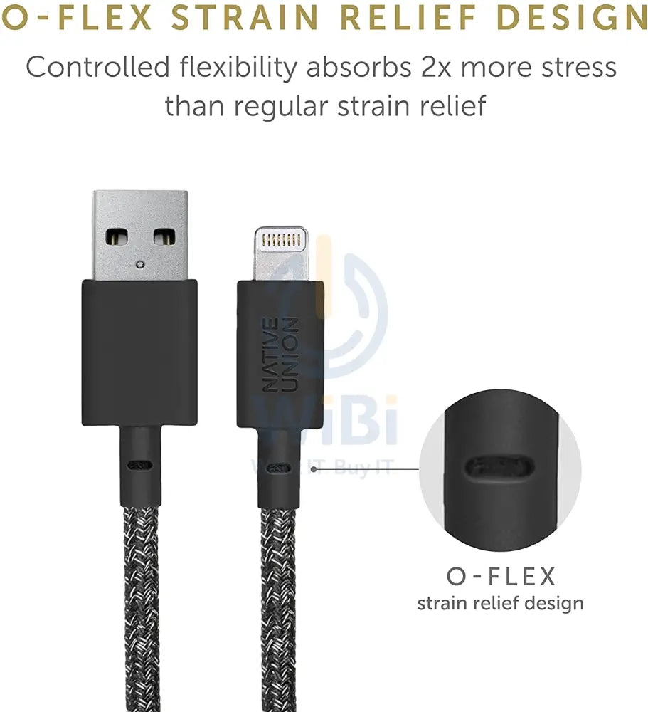 Native Union Belt Cable - USB A to Lightning 1.2M - Cosmos Black Accessories > Cables & Converters > Cables