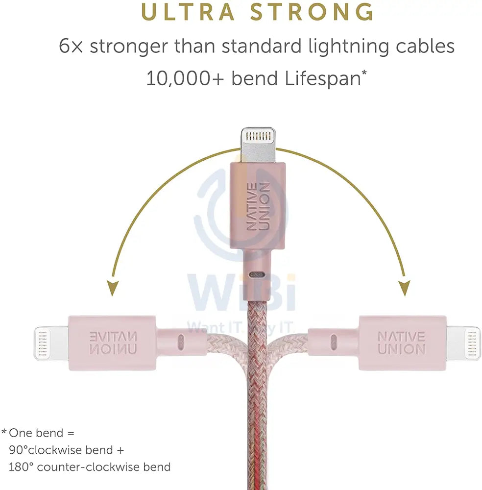 Native Union Belt Cable - USB A to Lightning 1.2M - Rose Accessories > Cables & Converters > Cables