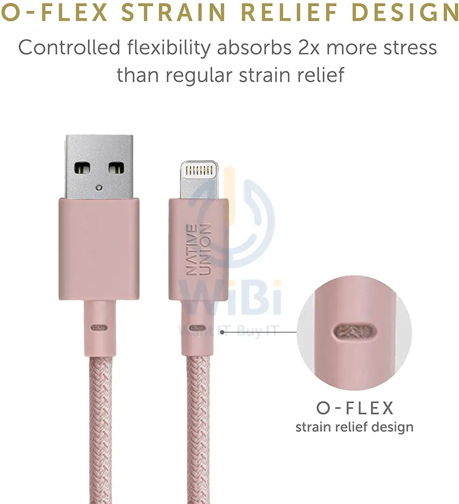 Native Union Belt Cable - USB A to Lightning 1.2M - Rose Accessories > Cables & Converters > Cables