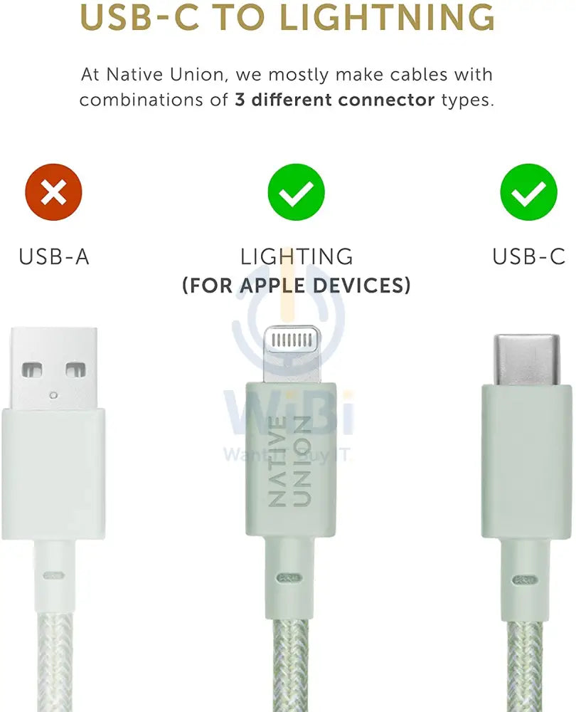 Native Union Belt Cable USB-C to Lightning 1.2M - Sage Accessories > Cables & Converters > Cables