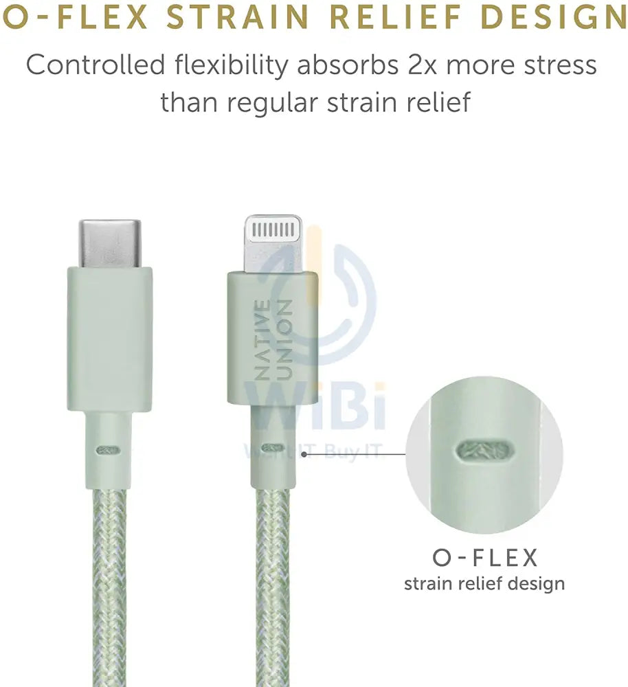 Native Union Belt Cable USB-C to Lightning 1.2M - Sage Accessories > Cables & Converters > Cables
