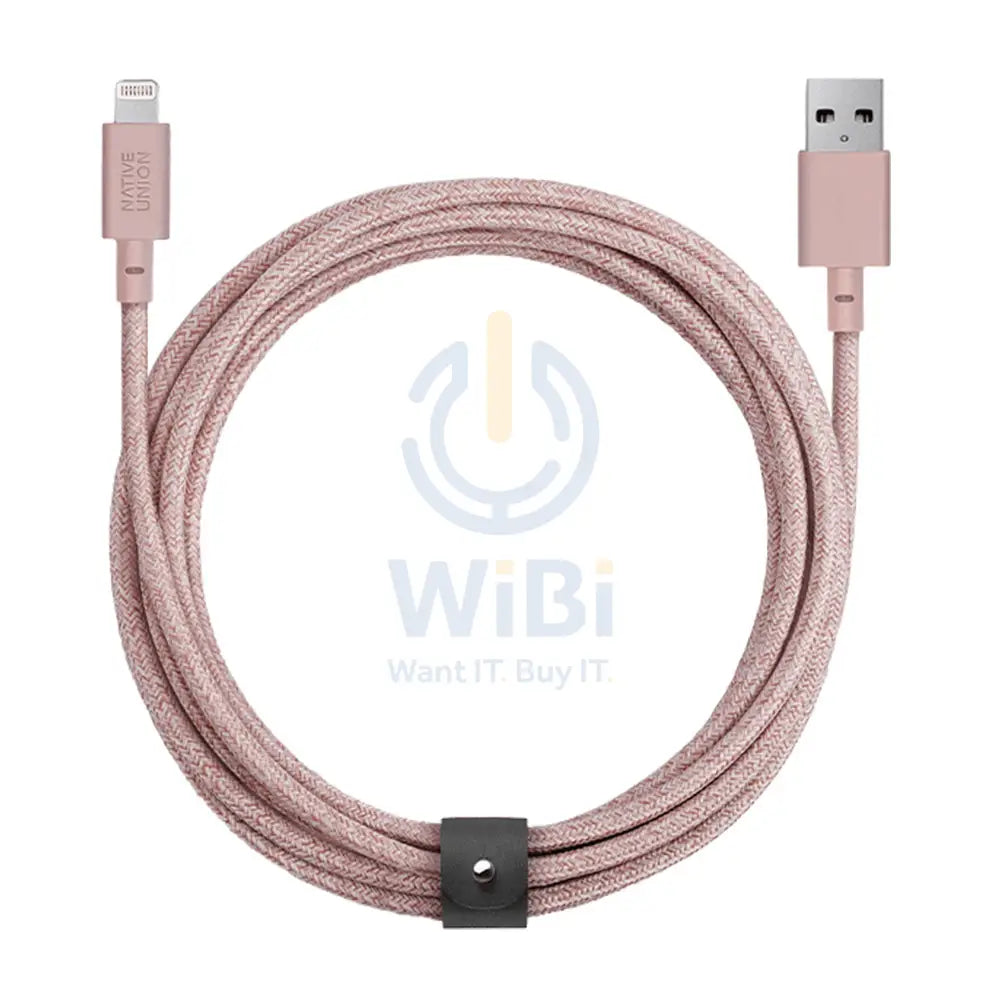Native Union Belt Cable XL - USB A to Lightning 3M - Rose Accessories > Cables & Converters > Cables