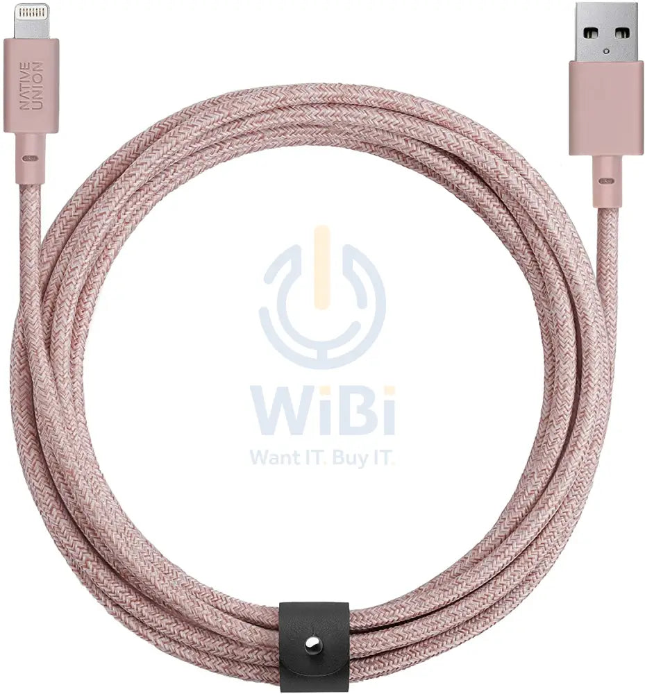 Native Union Belt Cable XL - USB A to Lightning 3M - Rose Accessories > Cables & Converters > Cables