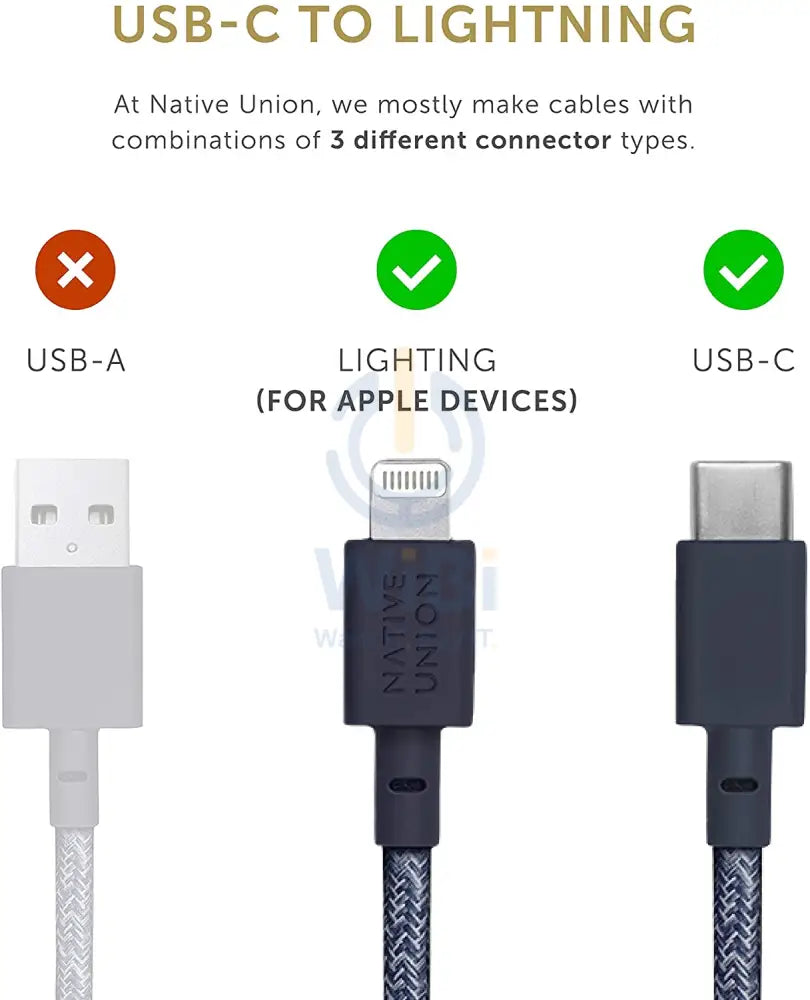 Native Union Belt Cable XL USB-C to Lightning 3M - Indigo Accessories > Cables & Converters > Cables