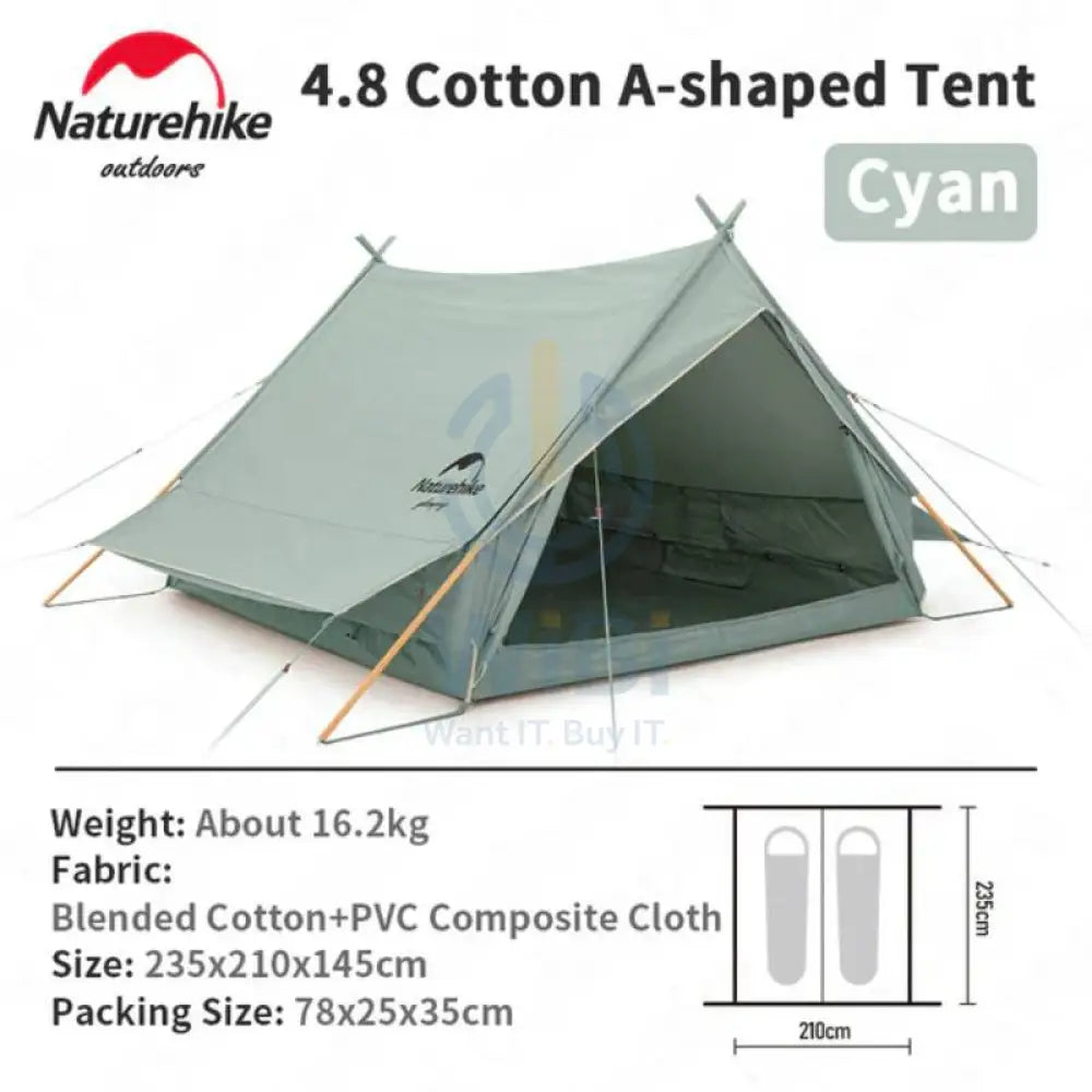 Naturehike Extend 4.8 Cotton Eaves Tower Tent - Green Outdoor & Travel > Tents