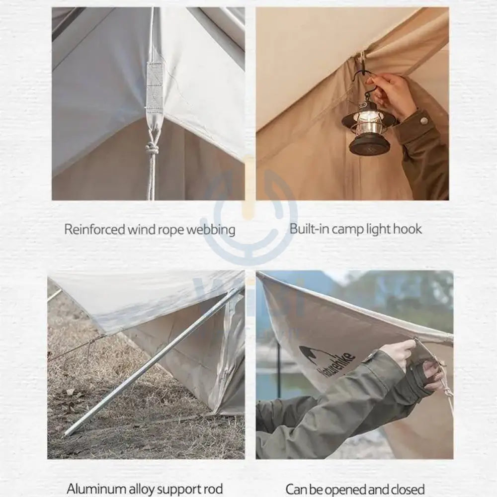 Naturehike Extend 4.8 Cotton Eaves Tower Tent Quicksand - Gold Outdoor & Travel > Tents