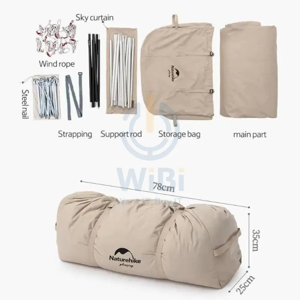 Naturehike Extend 4.8 Cotton Eaves Tower Tent Quicksand - Gold Outdoor & Travel > Tents