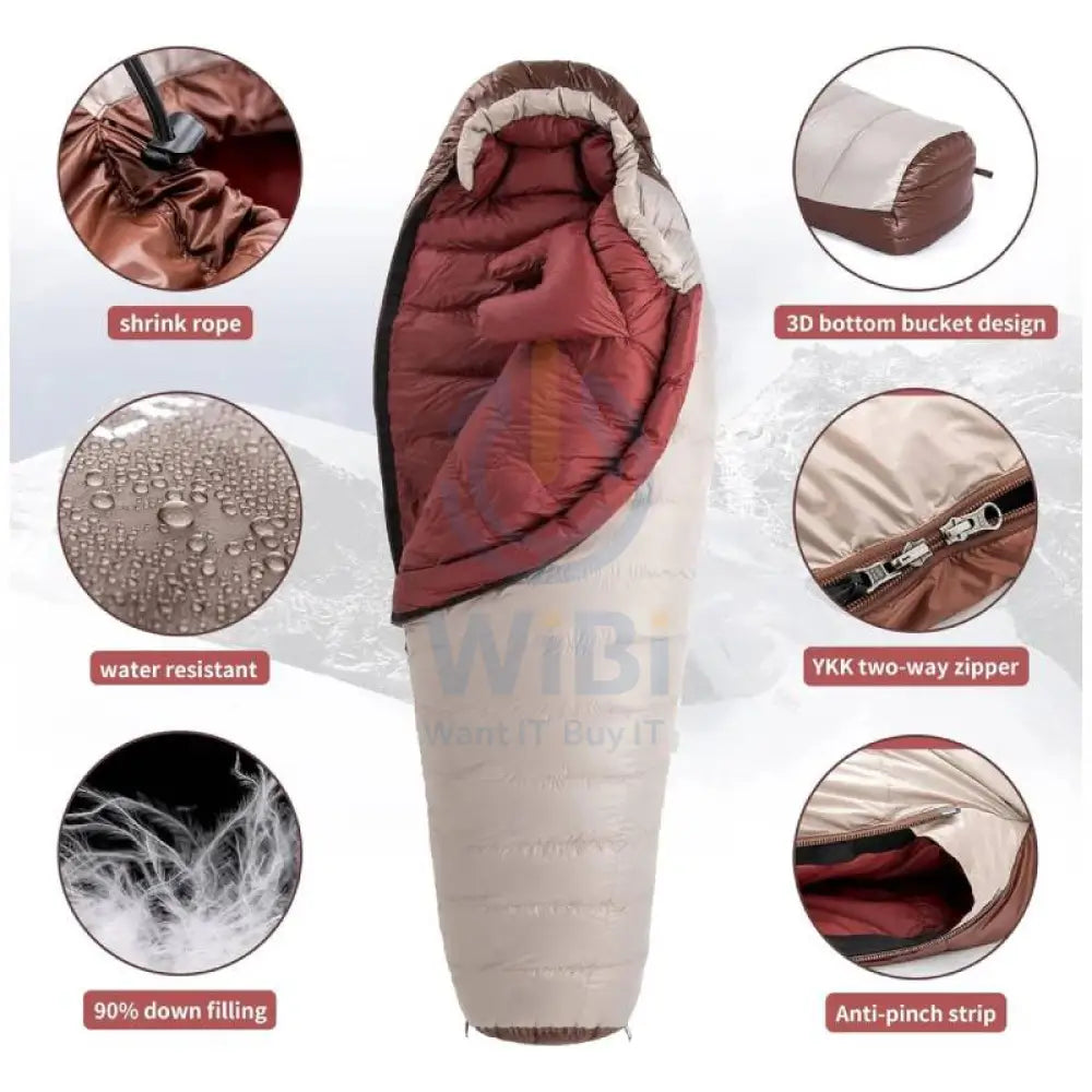 Naturehike (Snowbird) Mummy Duck Down Sleeping Bag - Large / Smoke Brown Outdoor & Travel > Bags