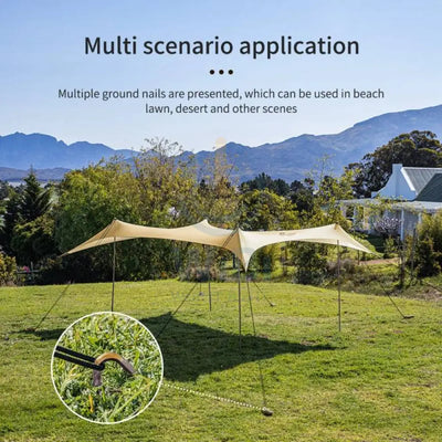 Naturehike UPF 50 + Beach Tarp With 4 Poles - Khaki Outdoor & Travel